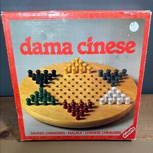 Vintage Didatto board game Chinese checkers all wood board & pieces for 2-6 ppl